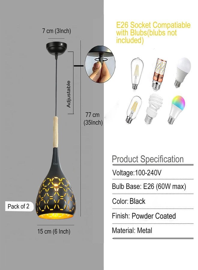 Lyse Decor Hanging Lights for Bedroom, Hanging Lamps for Living Room, Hanging Lights for Restaurants, Jhoomar and Dining Table Lamps (Black...) - Image 2